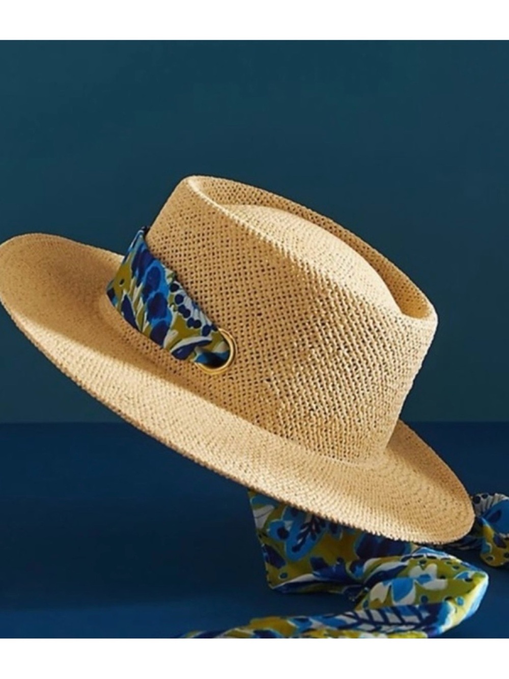 NWOT Anthropologie VERA Scarf-Trimmed Boater Hat  One Size - Picture 2 of 11